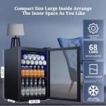Mini Beverage Cooler for 68 Cans with Glass Door