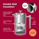 MuellerLiving 34oz Stainless Steel French Press Coffee