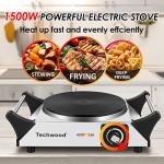 Techwood 1500W Electric Hot Plate with Adjustable Temperature