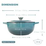 Flavehc 3.8 qt Slateblue Cast Iron Dutch Oven