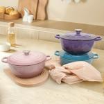 Flavehc 3.8 qt Slateblue Cast Iron Dutch Oven