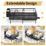 Expandable Dish Drying Rack with Bamboo Cover