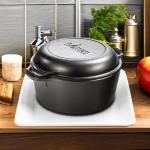 Lodge 5 Quart Cast Iron Double Dutch Oven