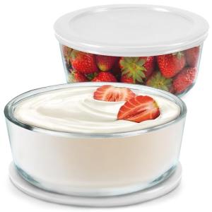 2 Pack 1-Quart Glass Yogurt Containers with Lids