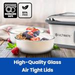 2 Pack 1-Quart Glass Yogurt Containers with Lids