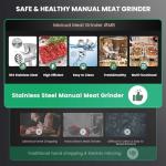 Huanyu Manual Stainless Steel Meat Grinder with Sausage Stuffer