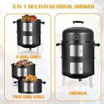 SUNLIFER 3-in-1 Charcoal BBQ Grill and Smoker