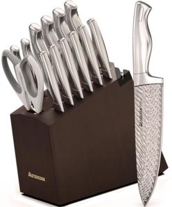 Astercook 15-Piece Kitchen Knife Set with Block