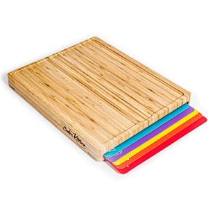 Bamboo Cutting Board Set with Color-Coded Mats