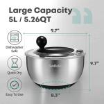 SveBake 5.3Qt BPA-Free Salad Spinner with Stop Button