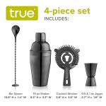 4-Piece Black Cocktail Shaker Set for Home Bar