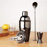4-Piece Black Cocktail Shaker Set for Home Bar