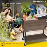 80-Quart Rolling Patio Cooler with Wood Grain Finish