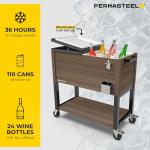 80-Quart Rolling Patio Cooler with Wood Grain Finish