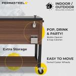 80-Quart Rolling Patio Cooler with Wood Grain Finish