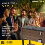 80-Quart Rolling Patio Cooler with Wood Grain Finish