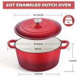 6 Quart Enameled Cast Iron Dutch Oven - Red