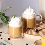Double Wall Insulated Glass Coffee Mugs – Set of 2