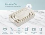 Kook Ceramic Casserole Bakeware Set of 3