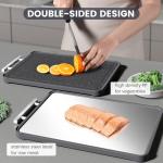 Kikcoin Double Sided Stainless Steel Chopping Board