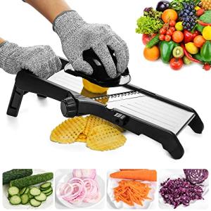 VEKAYA Stainless Steel Mandoline Slicer with Safety Gloves