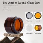 1oz Amber Glass Jar with Black Lid and Spatula