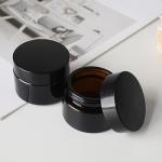 1oz Amber Glass Jar with Black Lid and Spatula