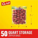 Glad Zipper Quart Freezer Bags, 50 Count