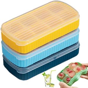 Set of 3 Mini Ice Cube Trays with Lids