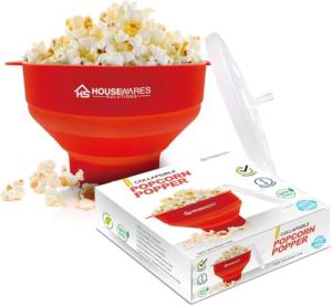 Red Collapsible Silicone Microwave Popcorn Popper
