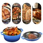 5Qt Enamel Cast Iron Dutch Oven with Skillet Lid