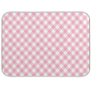 Pink Gingham Dish Drying Mat, Eco-Friendly, Heat Resistant