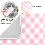 Pink Gingham Dish Drying Mat, Eco-Friendly, Heat Resistant