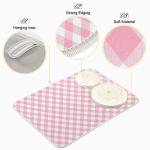 Pink Gingham Dish Drying Mat, Eco-Friendly, Heat Resistant