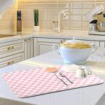 Pink Gingham Dish Drying Mat, Eco-Friendly, Heat Resistant