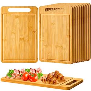 Bamboo Cutting Boards Set with Handles - 10 Pcs