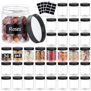 36PCS 8OZ Plastic Jars with Lids and Labels