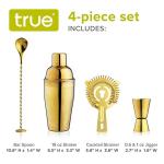 True 4-Piece Gold Cocktail Shaker Set