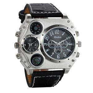 Avaner Oversized Dual Time Zone Leather Watch