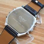 Avaner Oversized Dual Time Zone Leather Watch