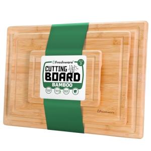 Bamboo Cutting Board Set with Juice Grooves