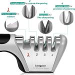 Longzon 4-in-1 Knife Sharpener with Cut-Resistant Gloves