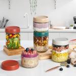 Overnight Oats Glass Containers with Lids - Set of 4