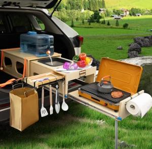 SHIWAGIN Slide-Out Camp Kitchen Box with Sink