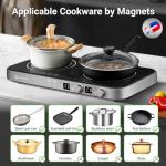AMZCHEF Portable Double Induction Cooktop with Griddle
