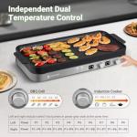 AMZCHEF Portable Double Induction Cooktop with Griddle