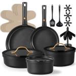 CAROTE 20-Piece Nonstick Cookware Set, Black