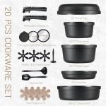 CAROTE 20-Piece Nonstick Cookware Set, Black