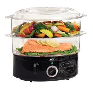 BELLA 7.4 QT Two Tier Food Steamer, Black
