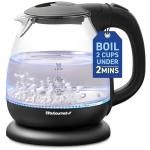 Elite Gourmet 1.0L Electric Glass Kettle, Black